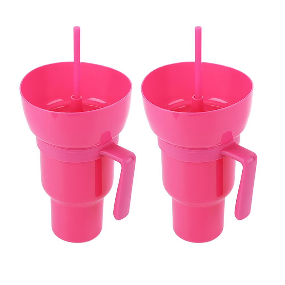 2Pcs 1000ml Portable Tumbler Leak Proof Multifunction Stadium Tumbler Multi-Purpose Popcorn Beverage Cup for Cinema Home Travel