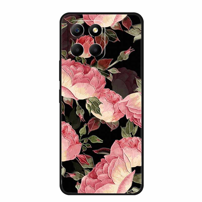 3D Emboss Case For Honor Play 9A 2024 X5b Plus X8C X6C 4G Phone Case 9 A X 8 6 C Coque Flowers Black Silicone Soft Back Cover