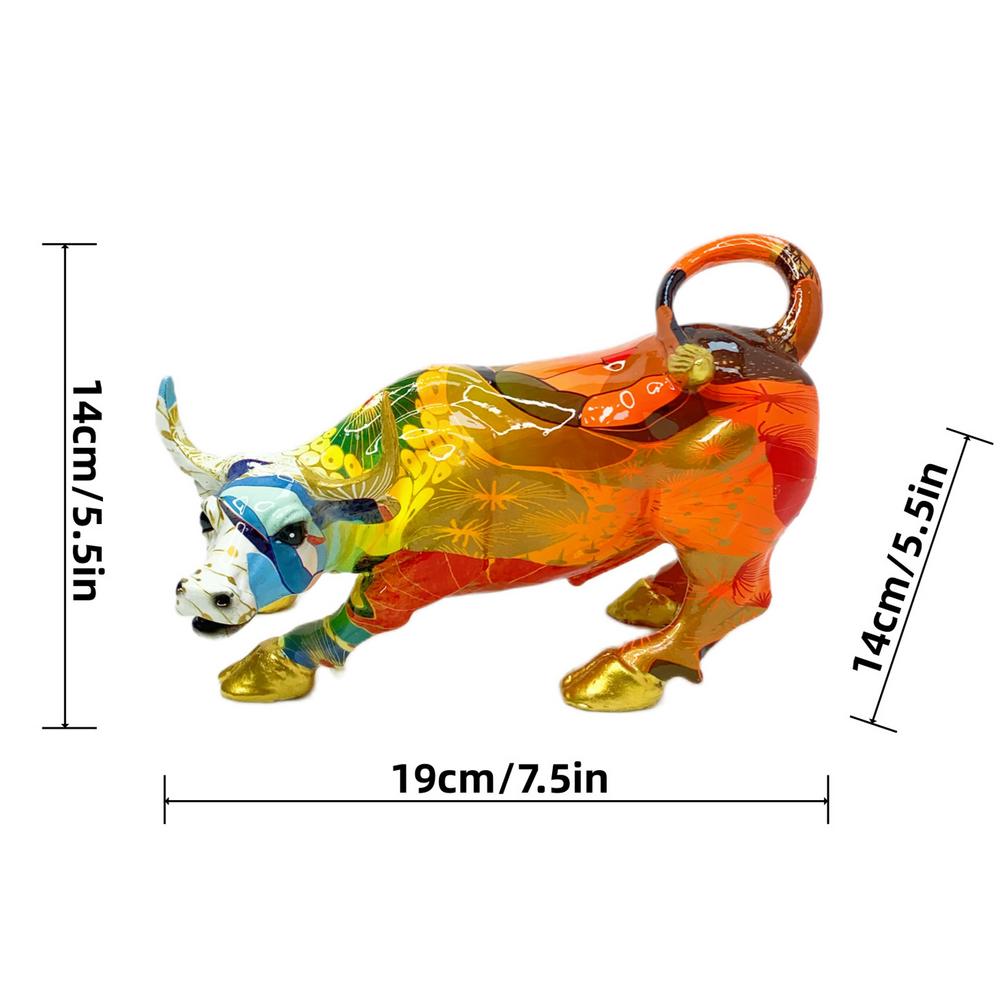 Wall Street Bull Ornament Charging Bull Animal Figurine Art Resin Charging Bull Figure Stylish Bull Figurine Workplace Decor for оранжевый