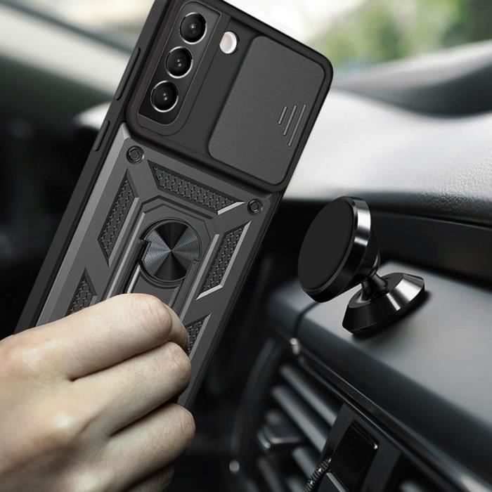 Coque - Booling - pour Samsung Galaxy S22 - Noir - Antichoc - Béquille pivotante 360°