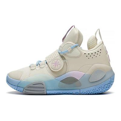 Li Ning All City 8 Cloud Shock Absorption Rebound Mid-Top Basketball Shoes Men Basketball Shoes White Blue YKBS114-45