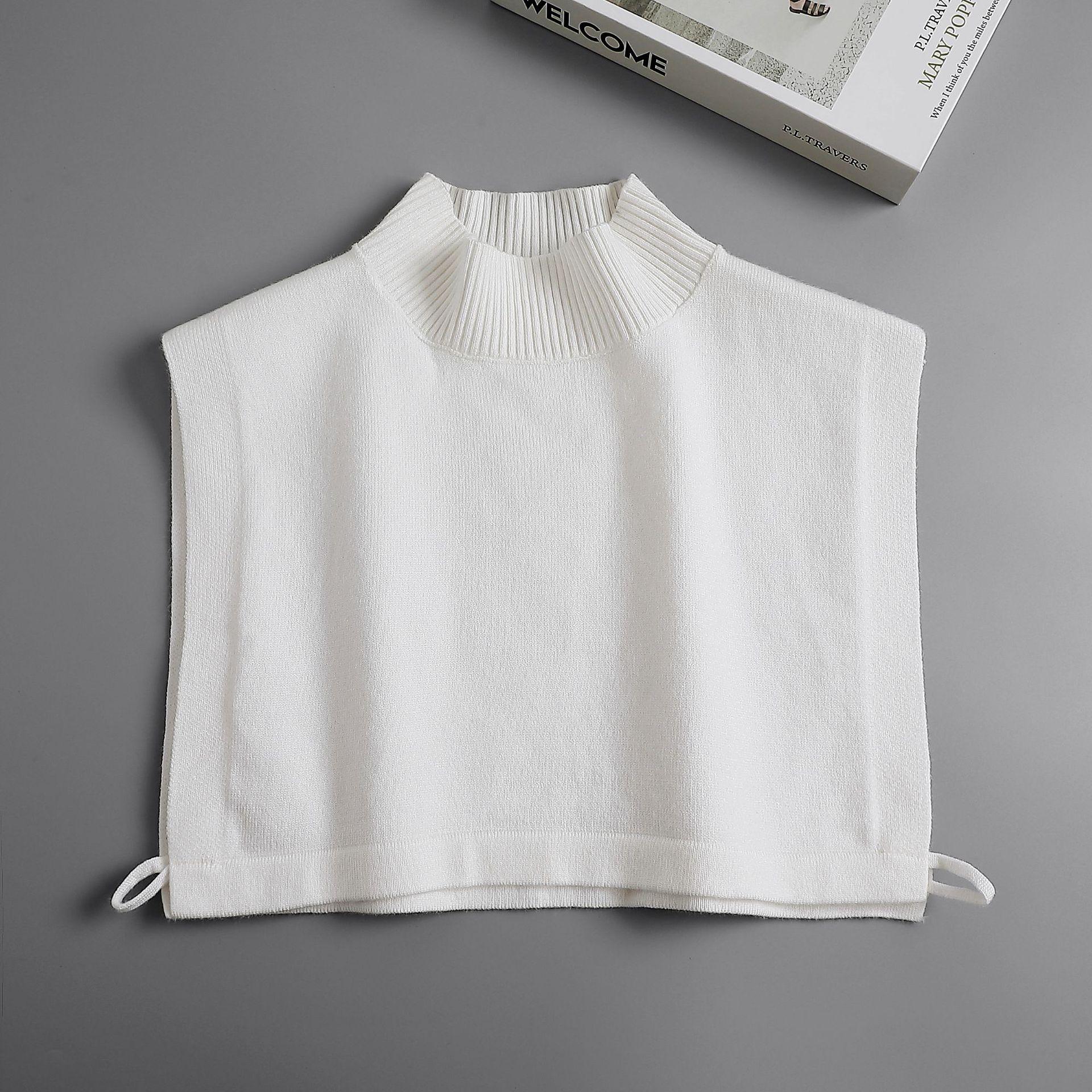 

Однотонные декоративные воротники, шарф с высоким воротником, фальшивый воротник, вязаный свитер для женщин, съемный, высокая эластичность, обычная мода