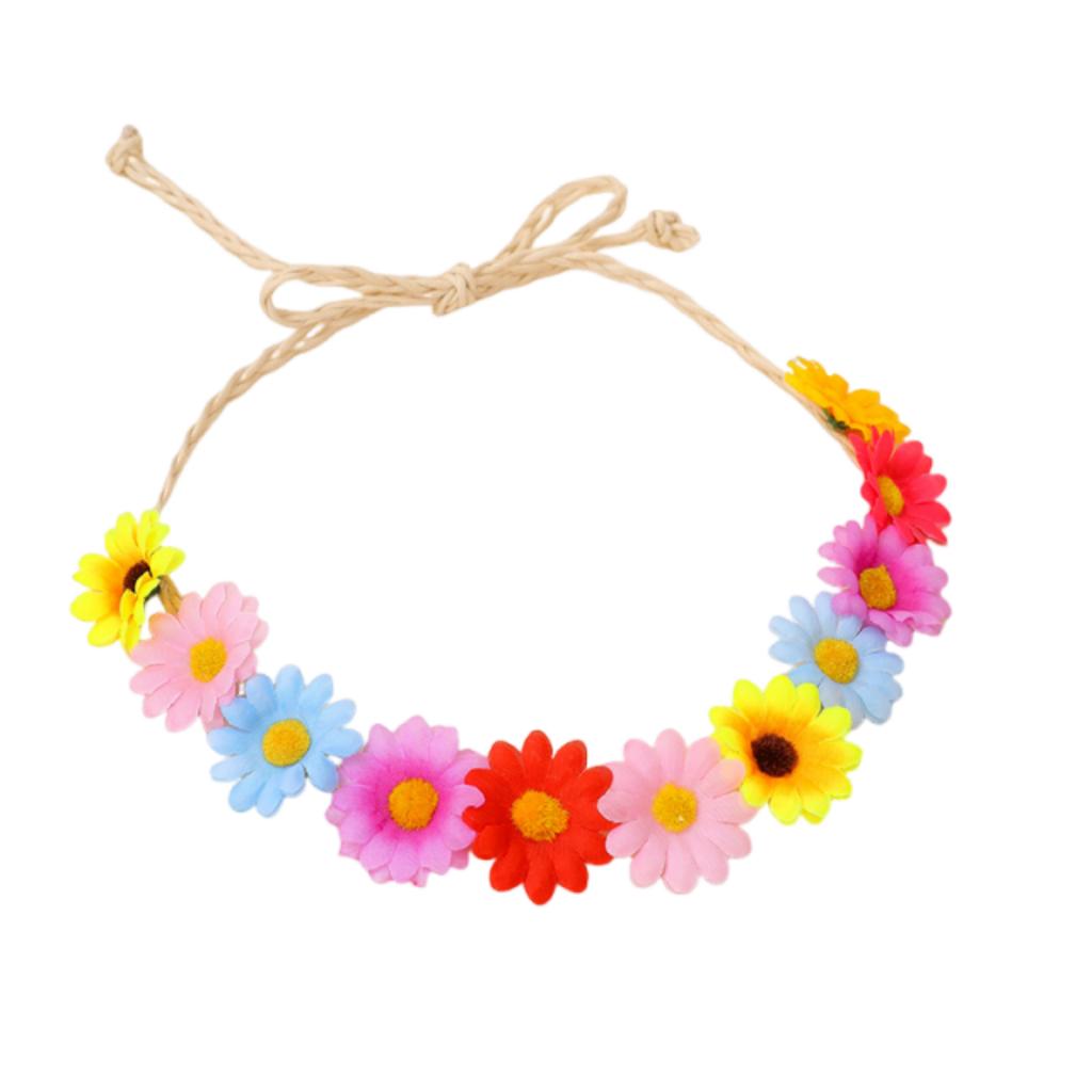 Artificial Daisy Flower Headband Lightweight  Rope Hair Accessory Bohemian Hair Band Reusable Daisy Festival Headband
