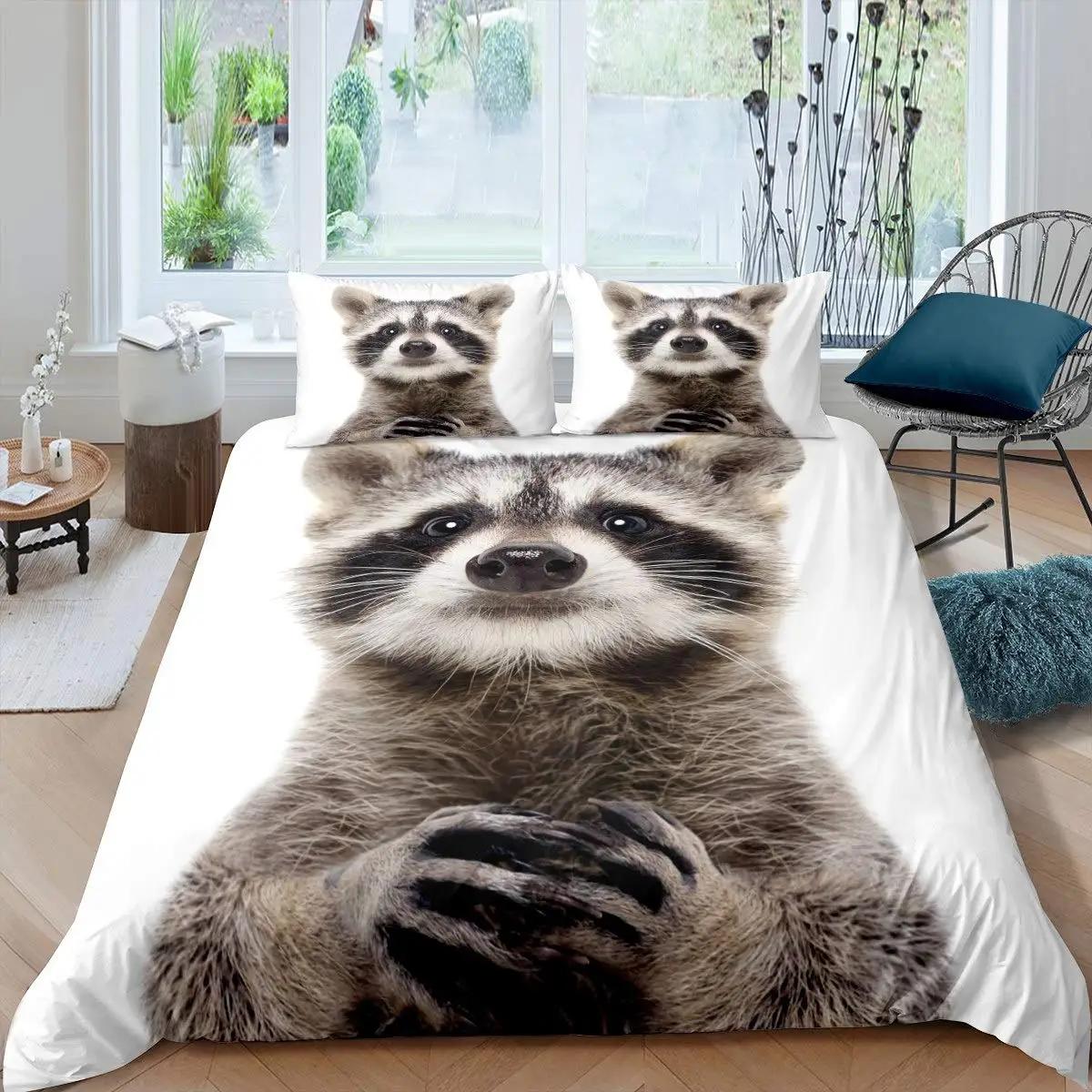 

Набір підодіяльників «Єнот» Набір постільної білизни «Симпатичні тварини» Постільна білизна «Природа», «Сова», ковдра, ковдра «Дика природа», поліестерова ковдра, розмір «king-size» 70x133cm 2pcs