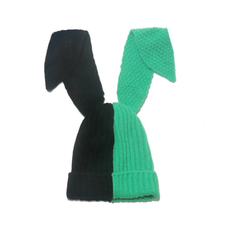 

Winter hat Internet celebrity long ears knitted hat splicing wool hat warm cute pullover hat rabbit ears knitted hat Korean version M（56-58cm）