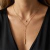 Y-Shape Teardrop Pendant Double Layer Necklace Niche Light Luxury Sexy Collarbone Chain Women's Multi-Layer Exquisite Accessory