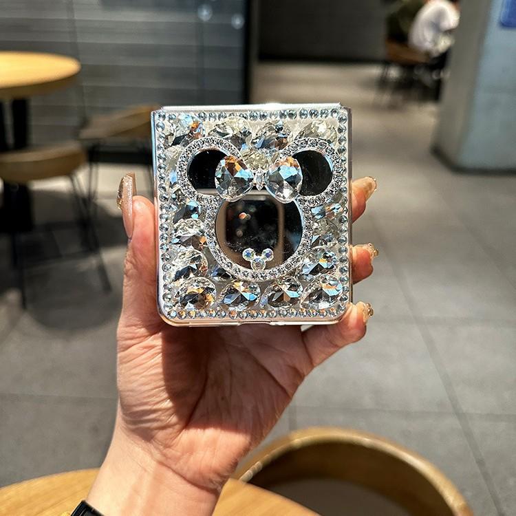 Applicable To OPPO FindN2Flip Rhinestone Mobile Phone Case Mickey Mirror FindN2 Full Diamond All-inclusive Female Protective Case