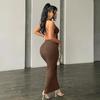 Summer New Sleeveless Backless Slim Fit Sexy Dress Women Elegant Solid Casual Party Club Long Dresses Women Vintage Fashion Knitted Ladies Dress 26529