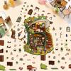 Cartoon Landscape Mushroom House Sticker Miniature World 3D House Unzip DIY Scene Manual Post