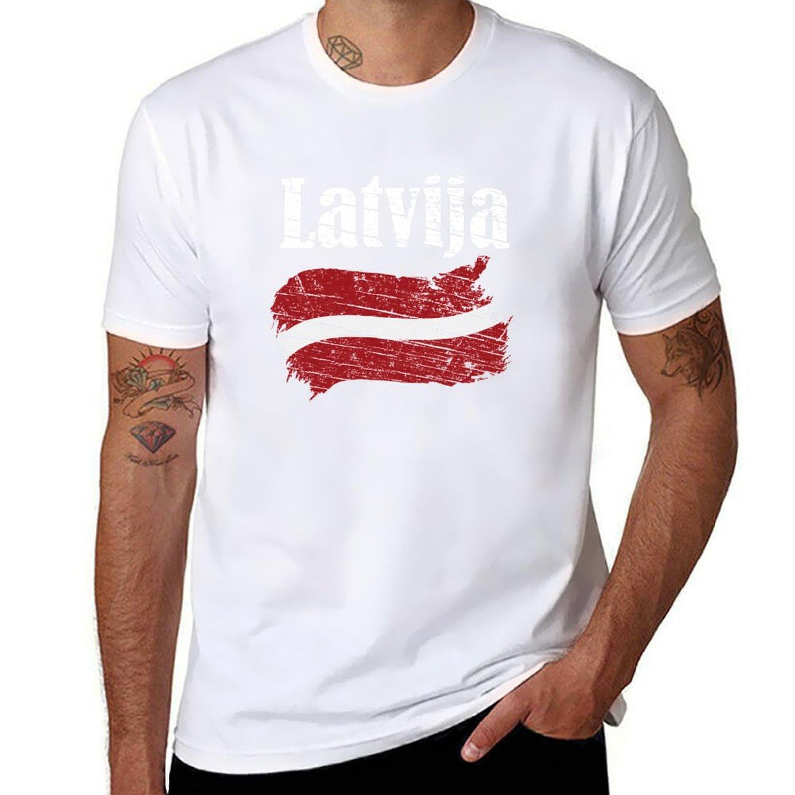 Latvija Latvian Flag Vintage Graphic Latvia Lovers Tourists Souvenir Cool National Gift Tshirt Sublime Cotton T Shirt Unisex S