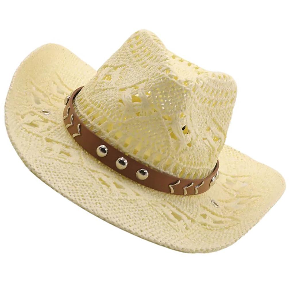Braided Straw Hat Cowboy Hat Beach Panama Hat for Wedding Party Western Panama Hat for Street Shooting Dancing