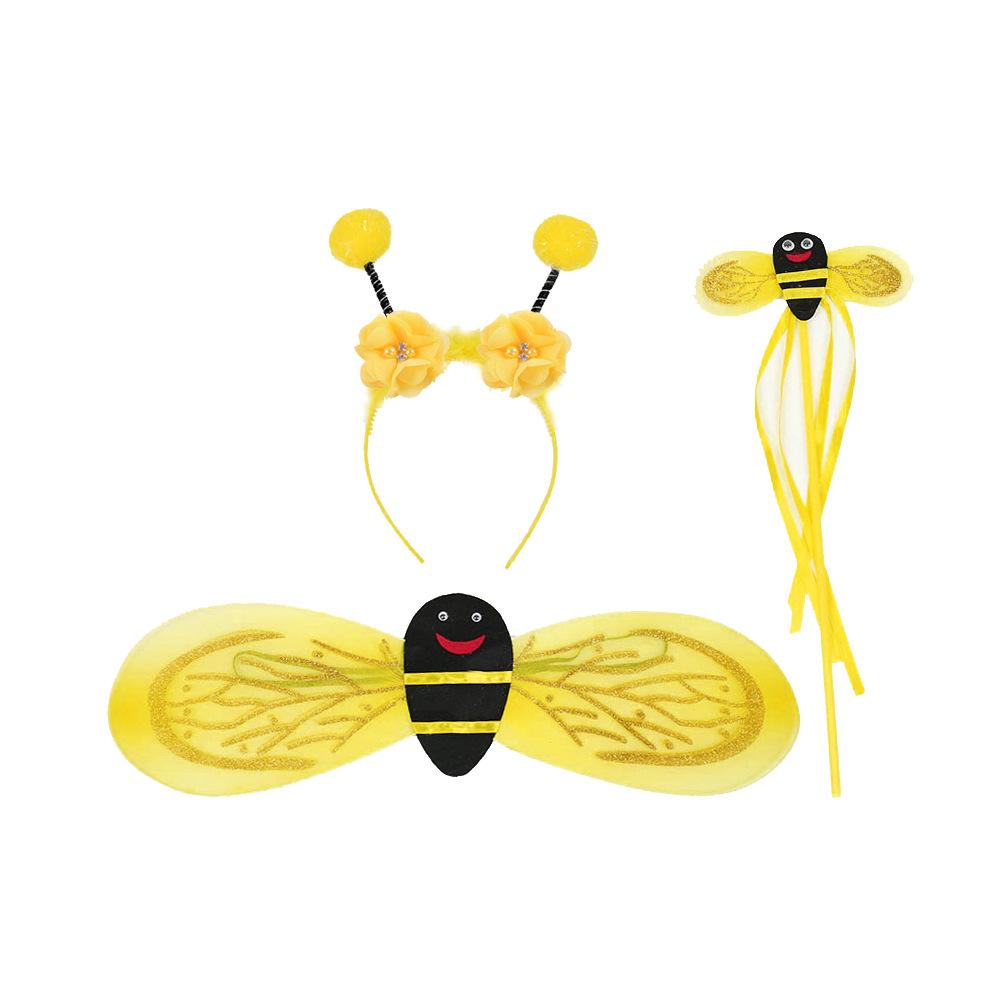 Set Costume Vestito da Principessa con Gonna Tutù in Rete Floreale e Api per Bambina