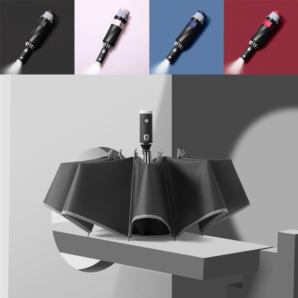 Mit LED-Taschenlampe Vollautomatischer Regenschirm UV-Sonnenschutz Sonnenschutzschirm Windfestigkeit