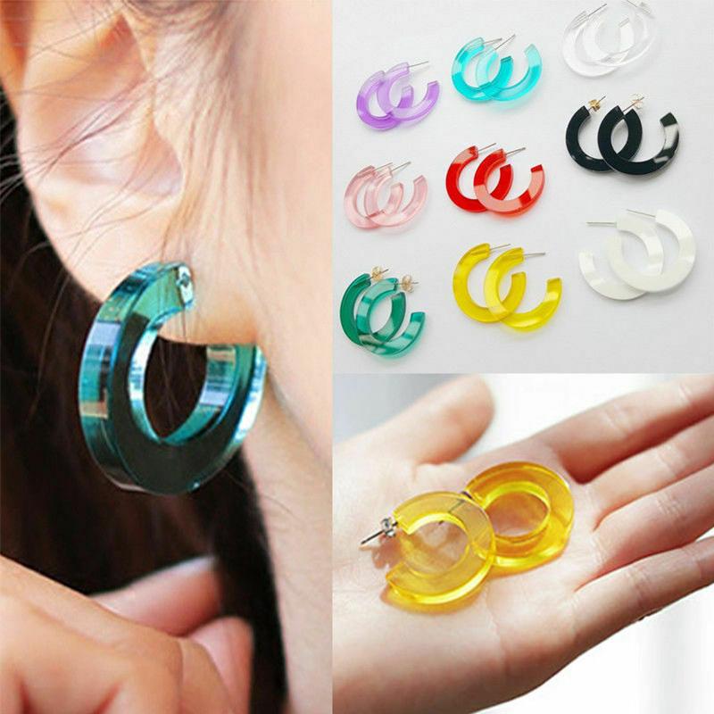 1pc Candy Color Acrylic Geometric Round Square Stud Earrings for Women Girl WL 1pc Candy Color Acrylic Geometric Round Square Stud Earrings for Women Girl WL
