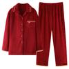 Red Wedding Couple Pajamas Women'S Coral Fleece Thickened Warm Wedding Flannel Loungewear Natal Year Suit Men