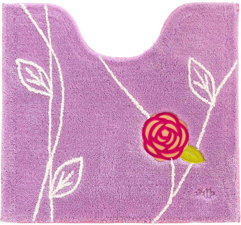 4-Piece Pink Toilet Mat Set (Toilet Mat + Adhesive Lid Cover + Slippers + Paper Holder Cover) by Oka Etoff, Nordic Design, Tria