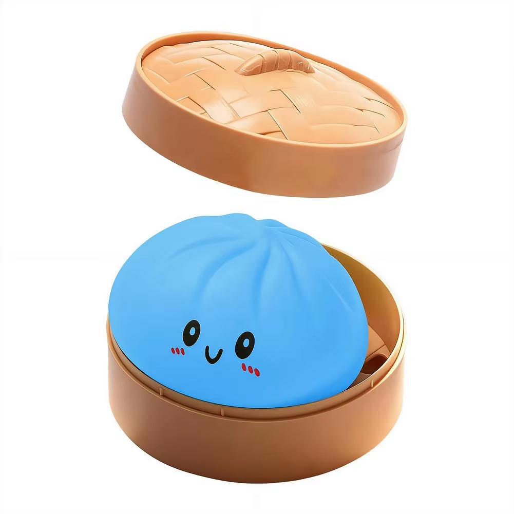 Realistic Giant Dumpling Squeeze Toy With Steamer Soft Tpr Dough Ball Glittery Cute Decompression Fidget Toy Funny Creative Gift
