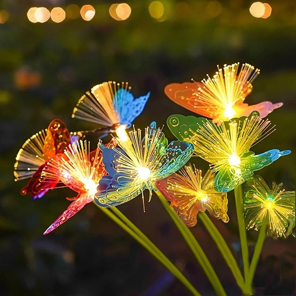 Solar Powered Waterproof Fiber Optic Butterfly Stake Lights Color Changing Fairy Lights for Outdoor Garden Patio Yard Wedding