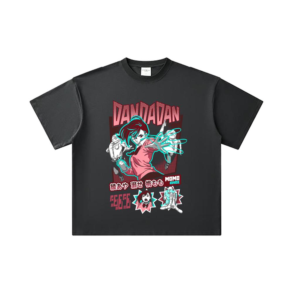 260 GSM Double Yarn 32 Count 100% Cotton Dandadan V15 Momo Print Unisex Heavy Cotton T Shirt
