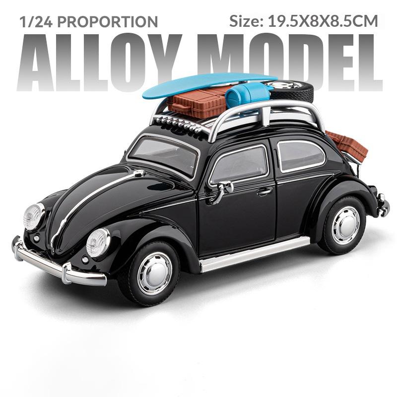 Beetle alloy die-cast car model 1/24 simulated sound and light retro car toy collection ornament holiday gift