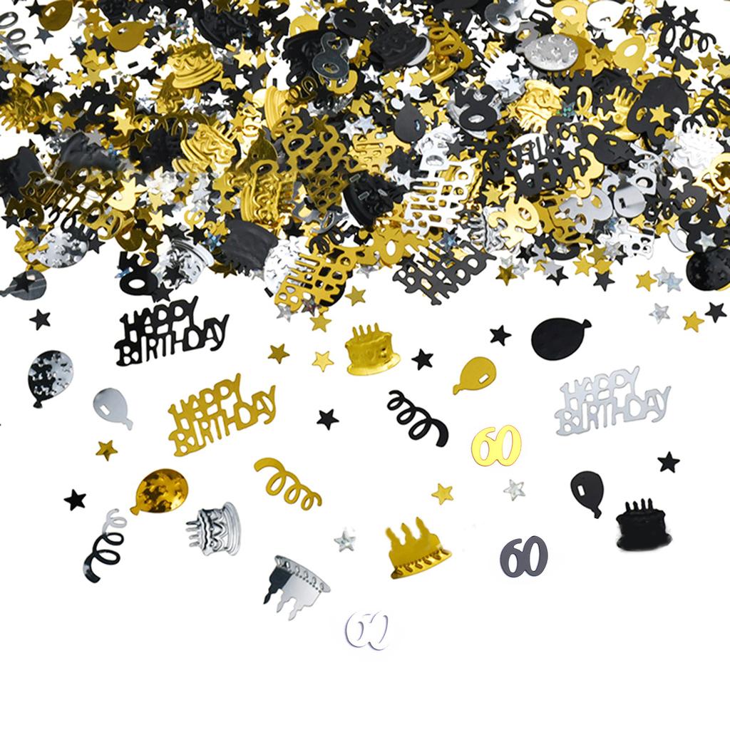 Black and Gold Confetti Birthday Party Confetti Table Decoration 18/20/30/40/50/60/70th Anniversary Party Decoration