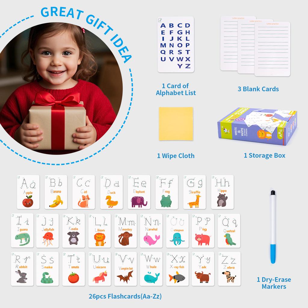 Animals English Words Learning Flashcards Kids Practice Words Cards Montessori Toys Early Toddler Educational Toys for Kid Gifts