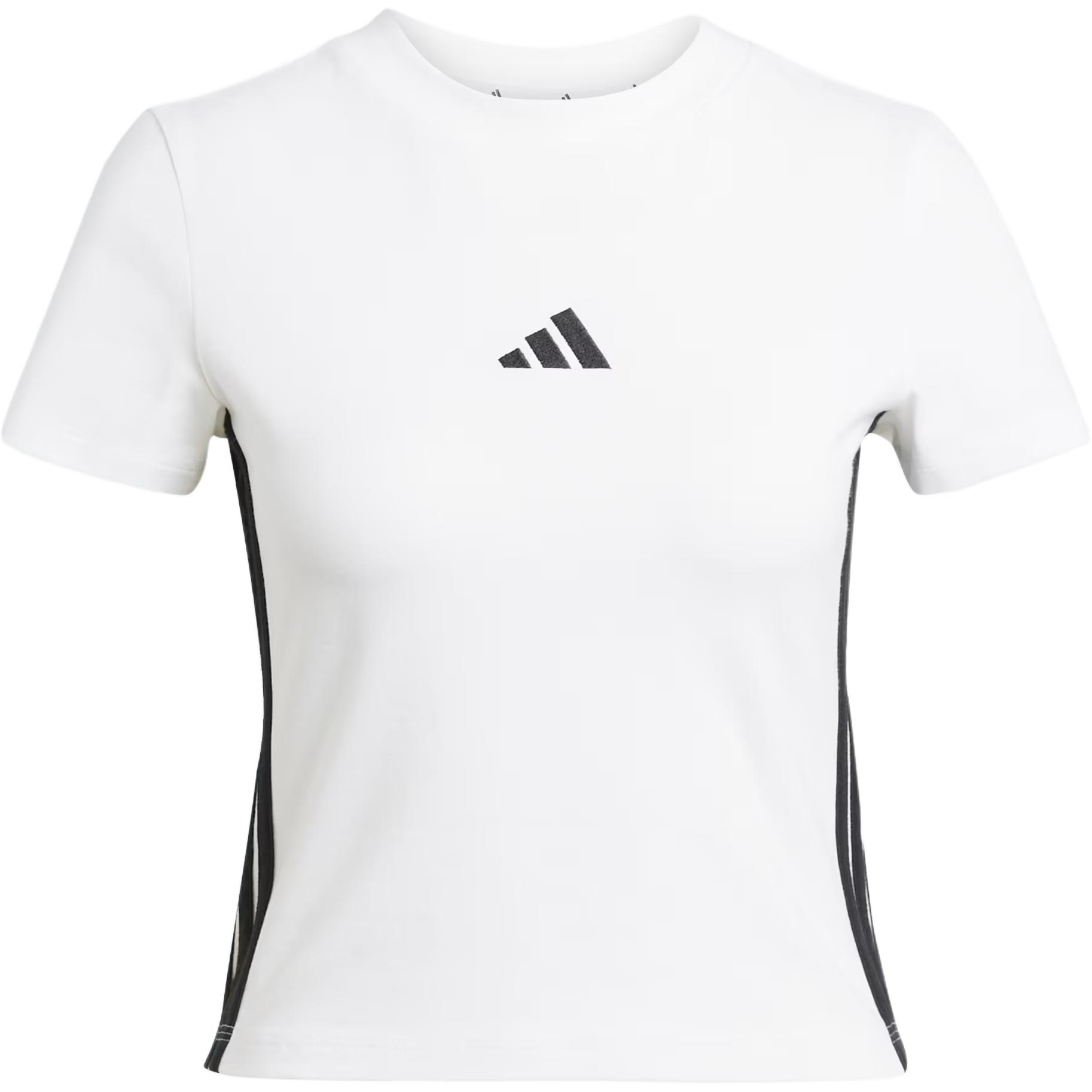 

Adidas Essentials 3-Stripes Slim Fit Short Sleeve T-Shirt Women Tops White Black JE1239 S