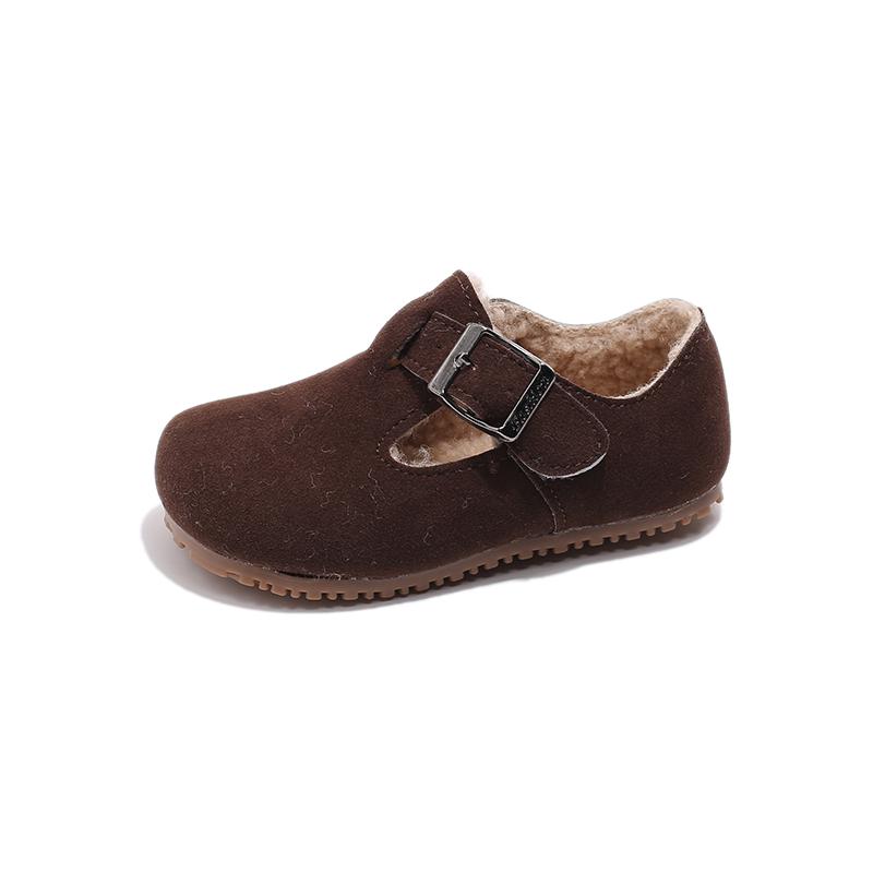 Chaussures en Cuir Peluche pour Enfants Garçons Filles Chaussures Décontractées Semelle Souple Enfants Hiver Chaud Chaussures Plates Anti-dérapantes Hiver 2024 Nouveau