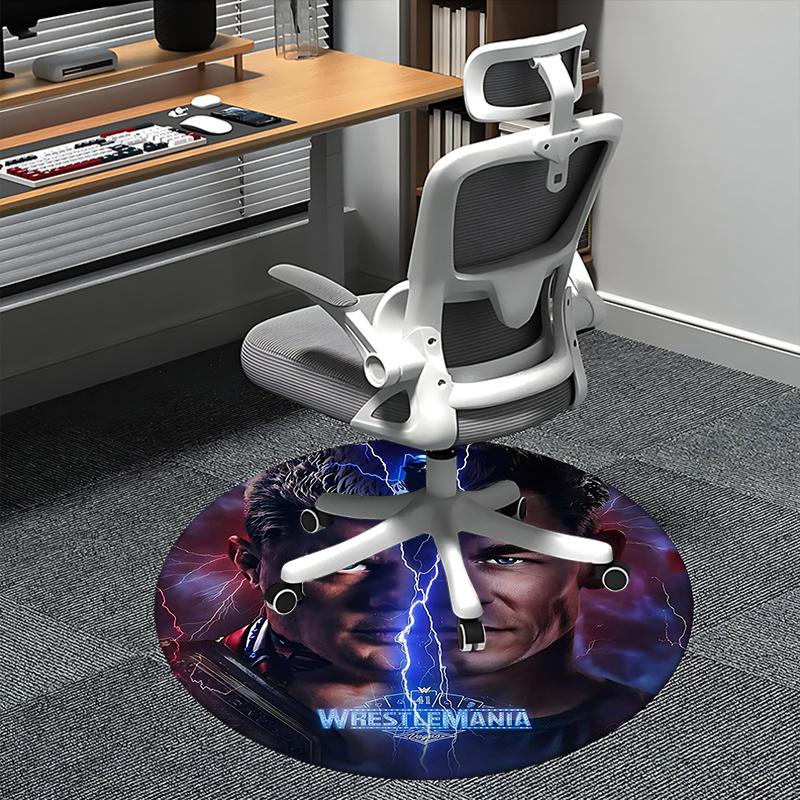 Wrestlemania,John Cena Chair mat Round Rug Office carpet, Machine Washable, Non slip, Suitable for Living Rooms, Bedrooms 80cm