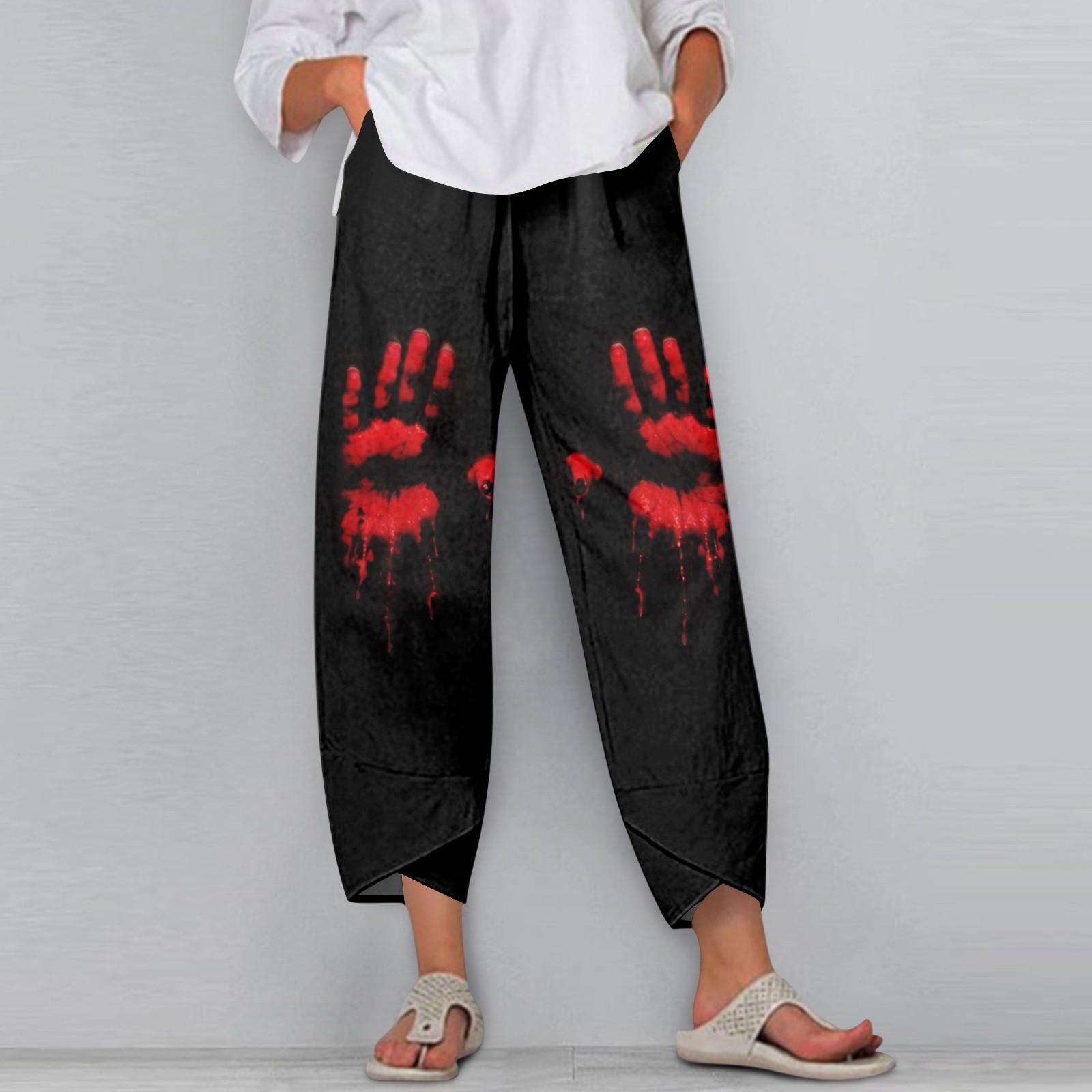 

Women s Pants With Pockets Casual Trousers Pants For Women Summer Casual Wide Leg Elastic Waist Pants With Pockets S красный