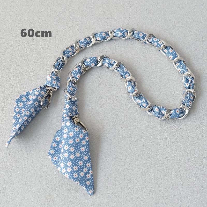 New Fashion Brand Woman Handbag Accessory Chains Detachable Floral Print Gold Silver Metal Silk Shoulder Strap Women DIY Chain Bag Handles