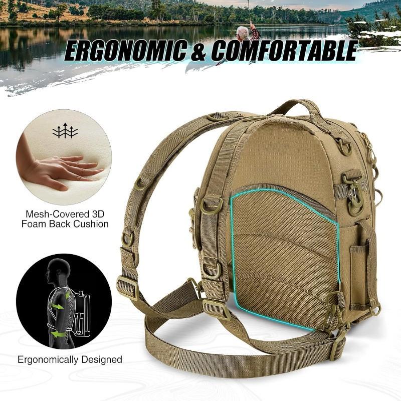 Multi-Compartment Fishing Backpack Rods Reels Lures Tackle Waterproof Oxford Fabric Single/Double Shoulder Carry