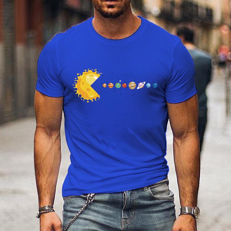 Solar System Funny Planet Sun and Astrology T-shirt Herr Kortärmad T-shirt för Herr Street Shirts Toppar Oversized Herr Tee Shirt