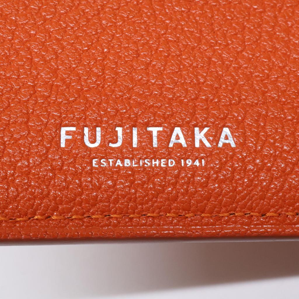 FUJITAKA [Excellent Condition] 677604 Chevre Full Leather Bifold Wallet Bifold Wallet with Coin Pocket OrangeUsed