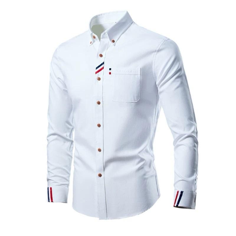 Men's Long-Sleeve Shirt With Colorful Stripes Casual Business Wear
