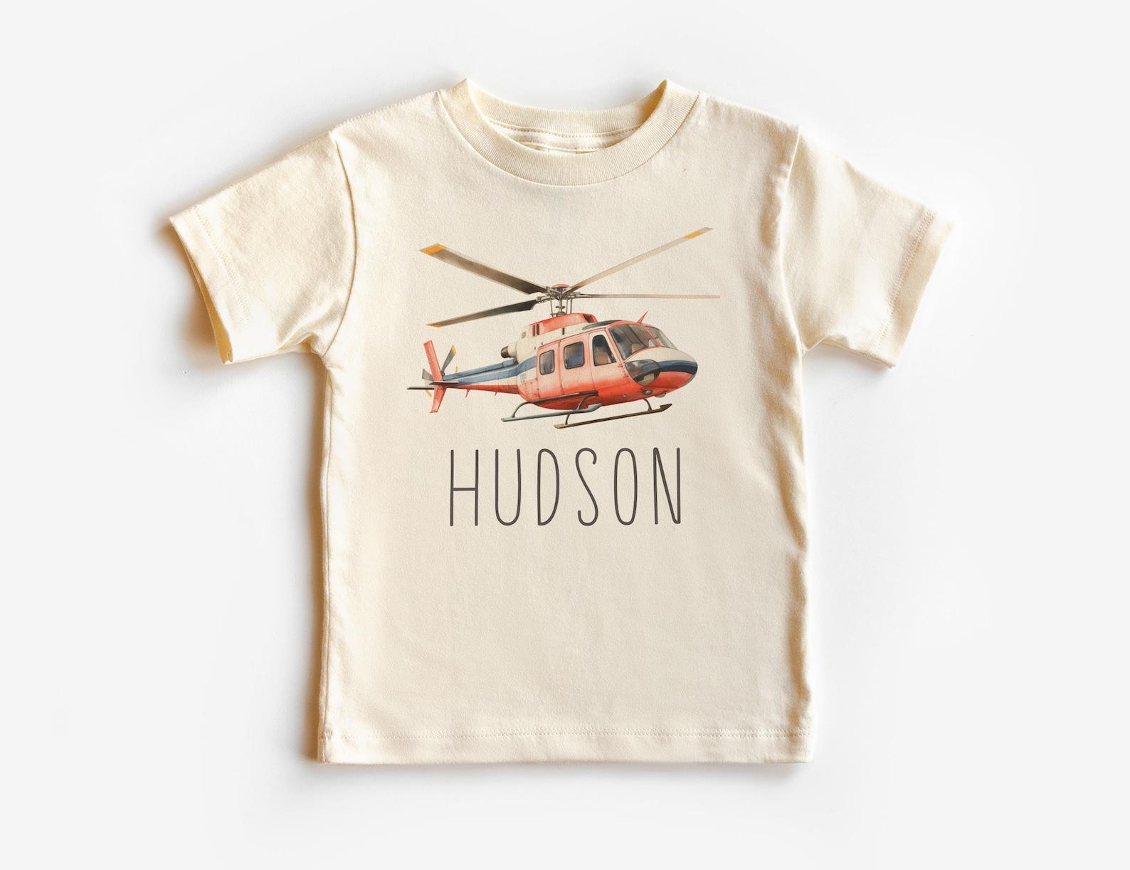 Personalized Helicopter Unisex Shirt - Boys Custom Name Chopper Tee - Future Pilot - Youth Kids Clothing 100