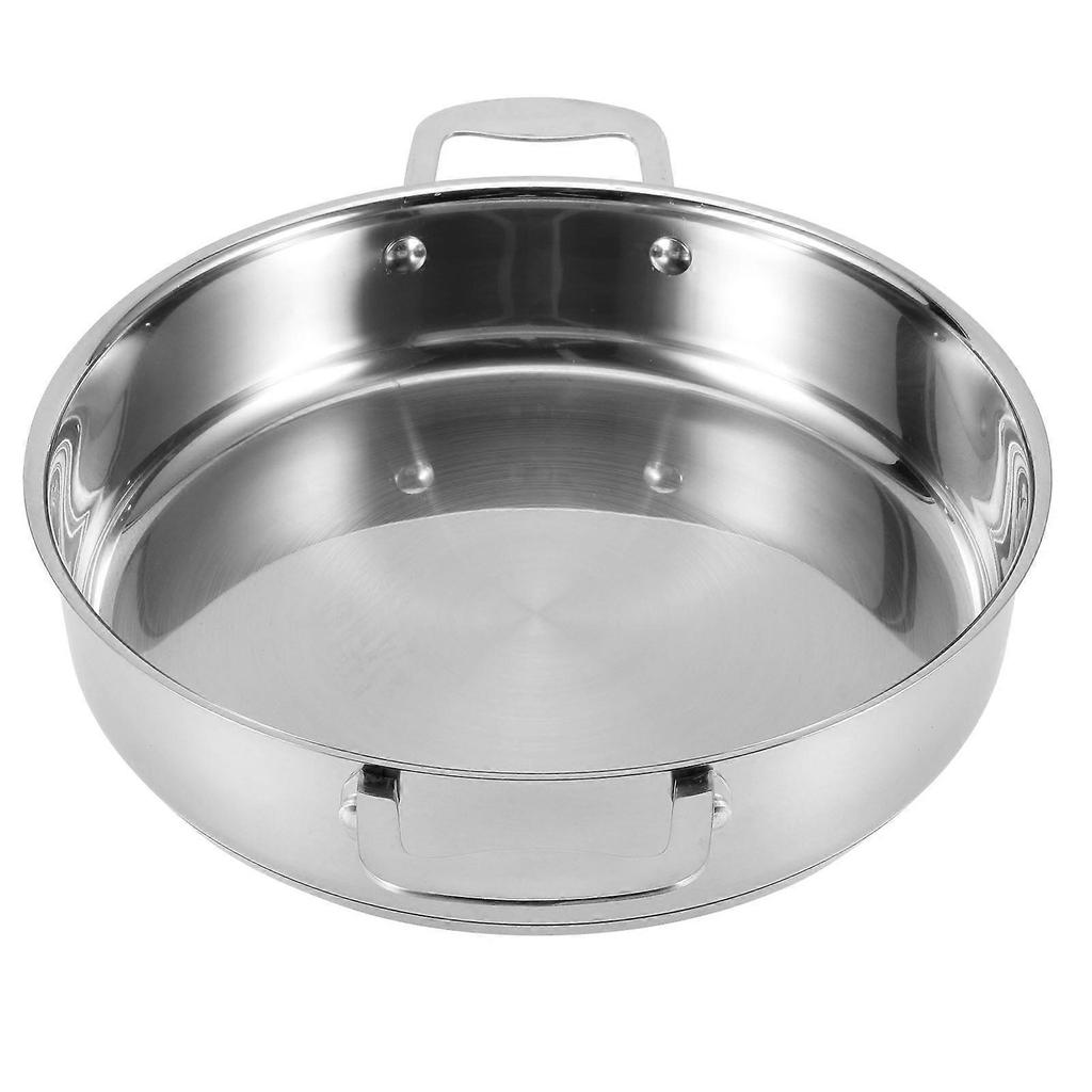 Uncovered Stainless Steel NonStick Braising Stewing Cooking Pan with Dual Handle for Induction Cooker