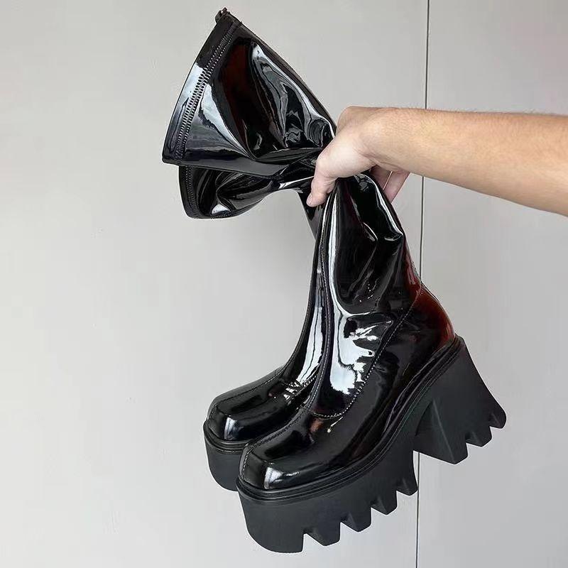 Douyin recommends ZA elastic thin boots soft leather high boots thick-soled long boots small boots women's over-the-knee thin leg boots