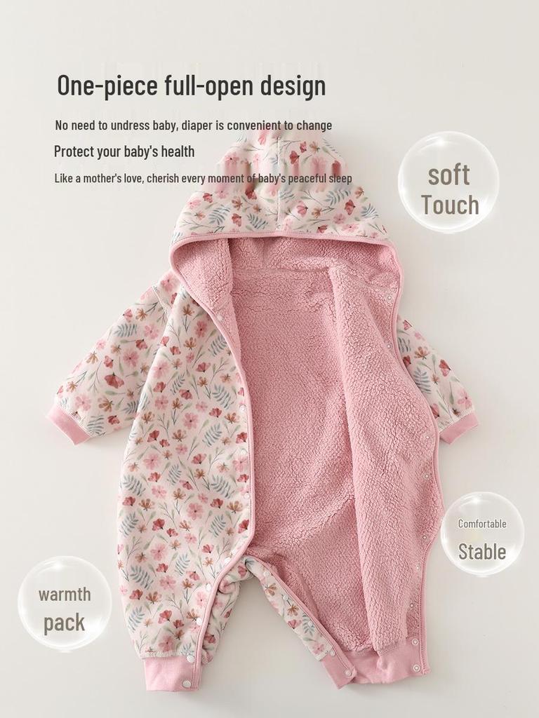 Fleece-lined Baby Romper for Autumn/Winter | 0-1 Year Warm Outing Crawling Suit by Anyang Baby & Children's Wear