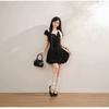 Thousand Gold Wind Bow Polka Dot Dress Women's Summer Retro Small Man Waist and Thin Temperament Fluffy Short Skirt