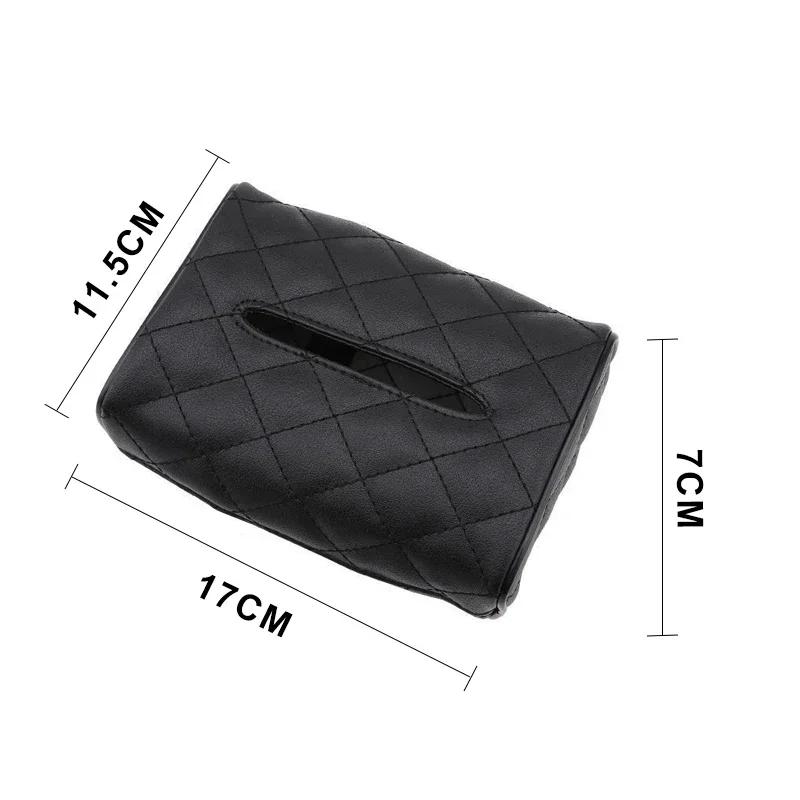 Solid Color Checkered Leather Wear-Resistant Tissue Box Car Seat Back Sunshade Hanging Tissue-Bag Buckle Strap Easy Installation