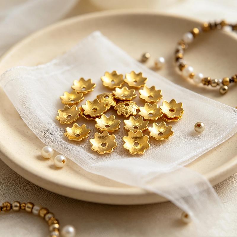 50Pcs Gold Bead Caps Metal Spacer Bead Covers Jewelry Making Findings For Bracelet Necklace Diy Craft