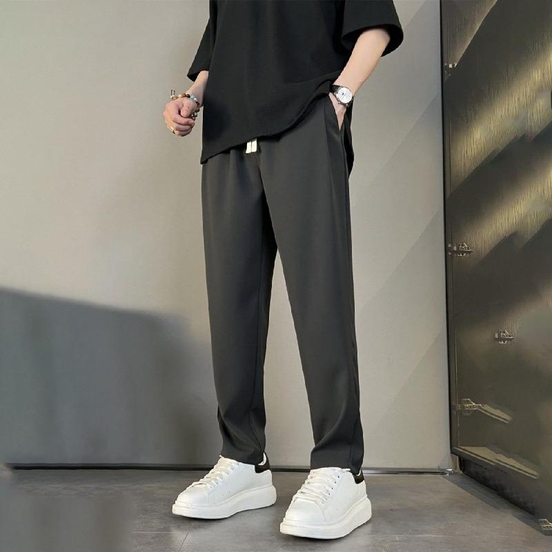 

Простота Темперамент Красивый Смарт-кэжуал Универсальный Шелковистый Свисающий Мужские Укороченные Брюки Прямого Покроя Осень 2024 M чёрный