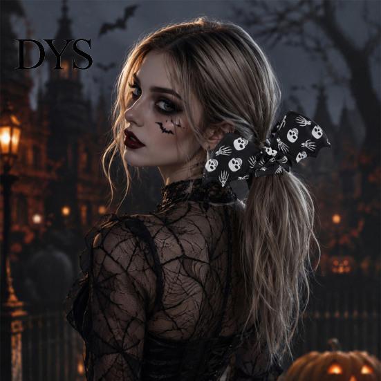 Unique Bat Wing Hair Accessories Halloween Shape Scrunchies for Women Girls, Soft Elastic Ponytail Holders with Spooky Pumpkin/Spider Web/Black