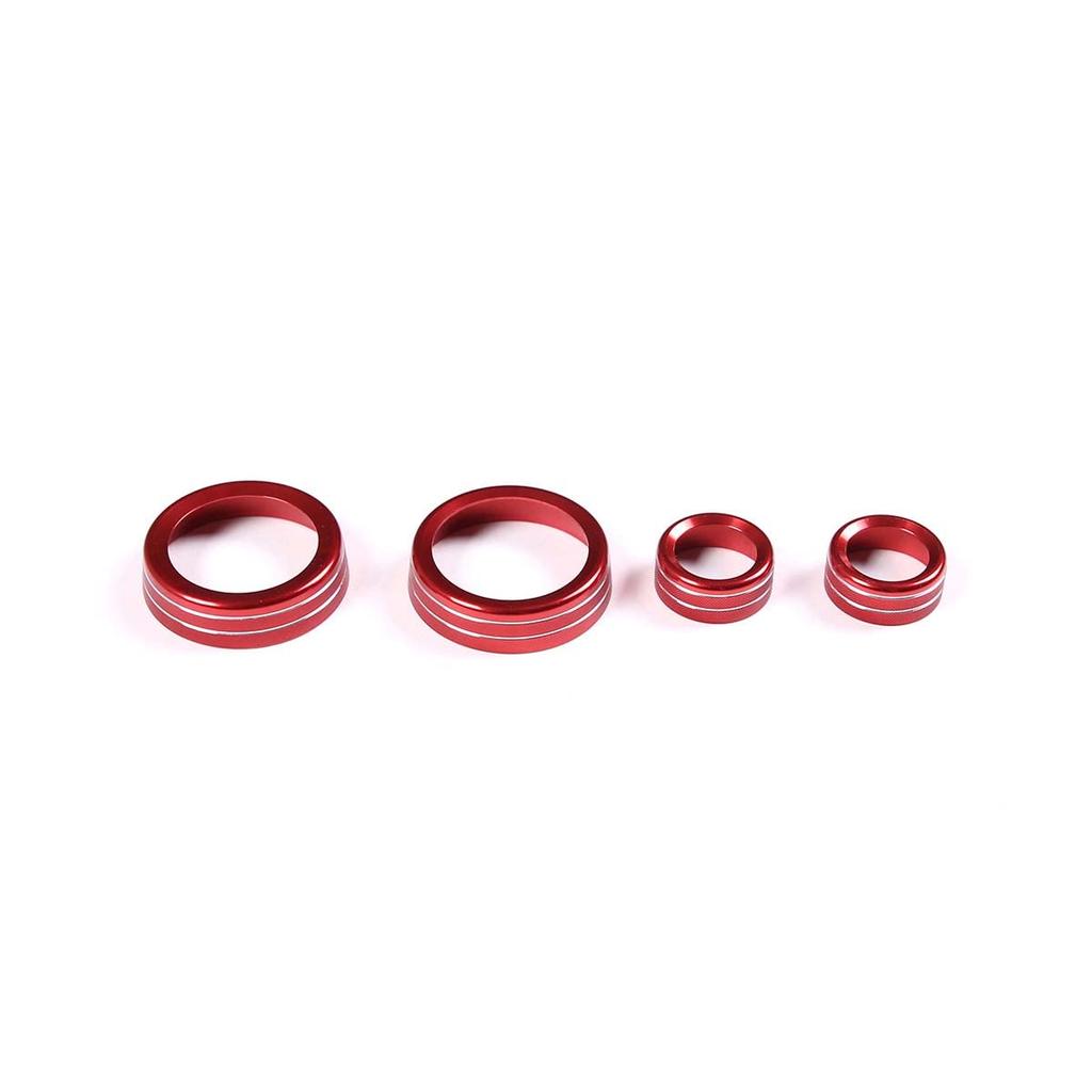 METYOUCAR Set of Aluminum Alloy Air Conditioning and Volume Control Knob Decorative Rings for Chevrolet Corvette C7 4-Piece 2014-2019 (Red)