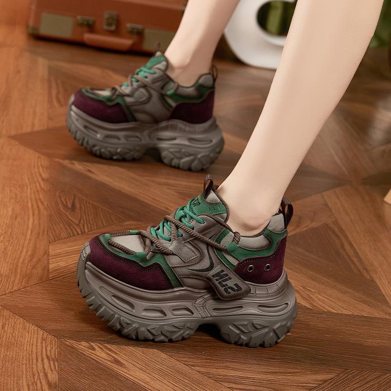 Dicke Sohle Dad Shoes Frühjahr 2026 Neue vielseitige Innenhöhenerhöhung Damenschuhe Retro Sport- und Freizeitschuhe