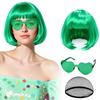 3Pcs Halloween Cosplay Wig Set Colorful Short Bangs Y2K Role-playing Short Hair Wig  Halloween