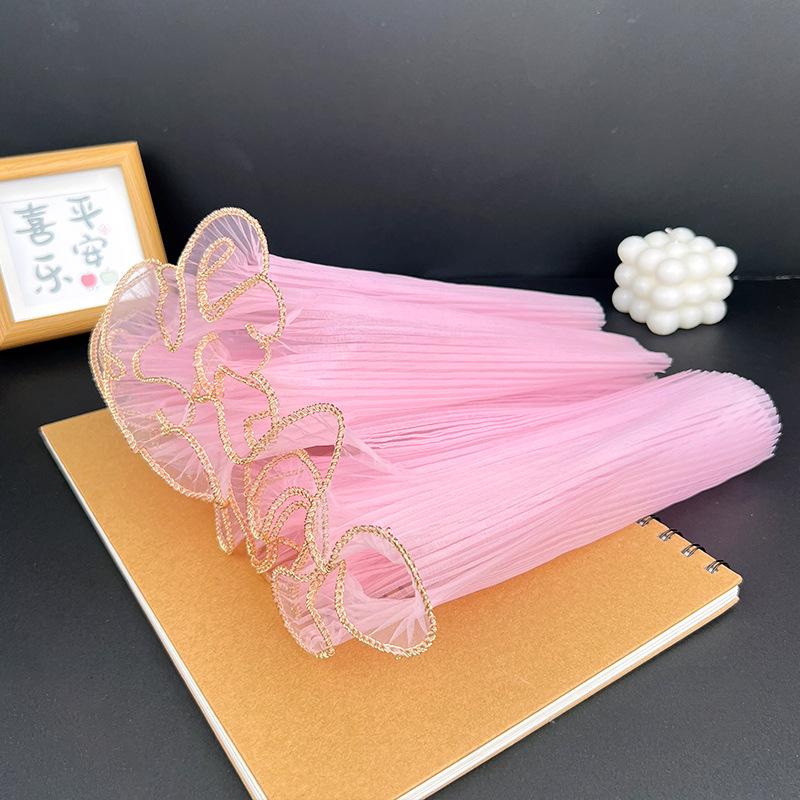 Korean Pearl Ruffle Gauze Floral Bouquet Wrapping Material - Pleated Mesh Wave Gauze