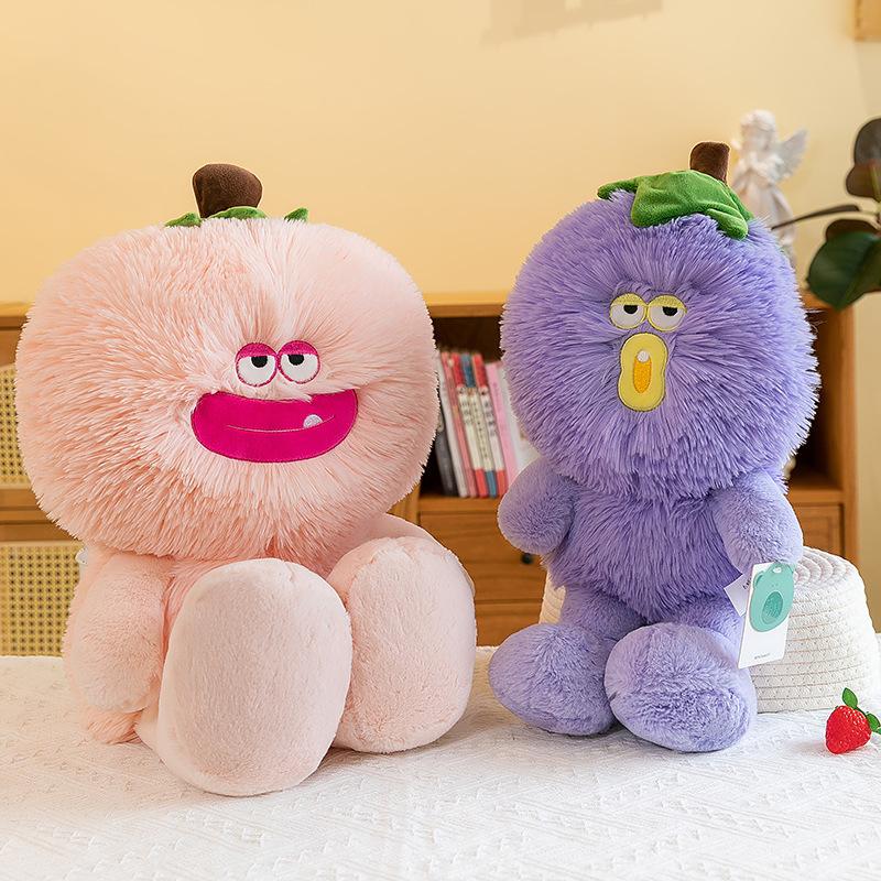 Fruit and Vegetable Monster Series Plush Toys, Long Haired Eggplant Home Pillows, Children's Birthday Gifts, Bay Window Decorations