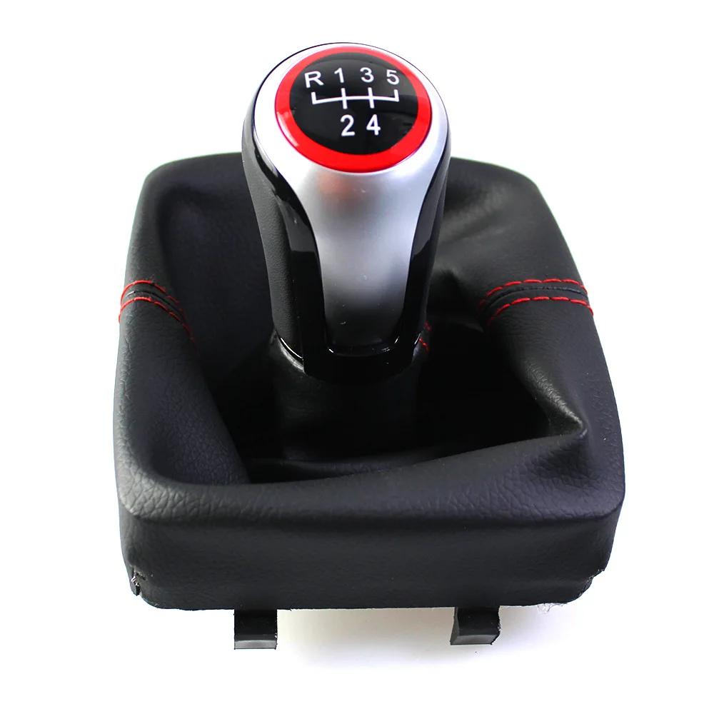 Pour VW Polo 9N 9N2 2002-2009 Pommeau de levier de vitesse en cuir PU avec Soufflet de levier de vitesse